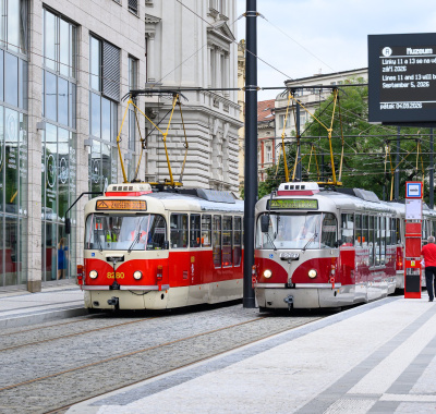 Stavba tramvajové tratě Muzeum je dokončena, téměř o půlrok dříve