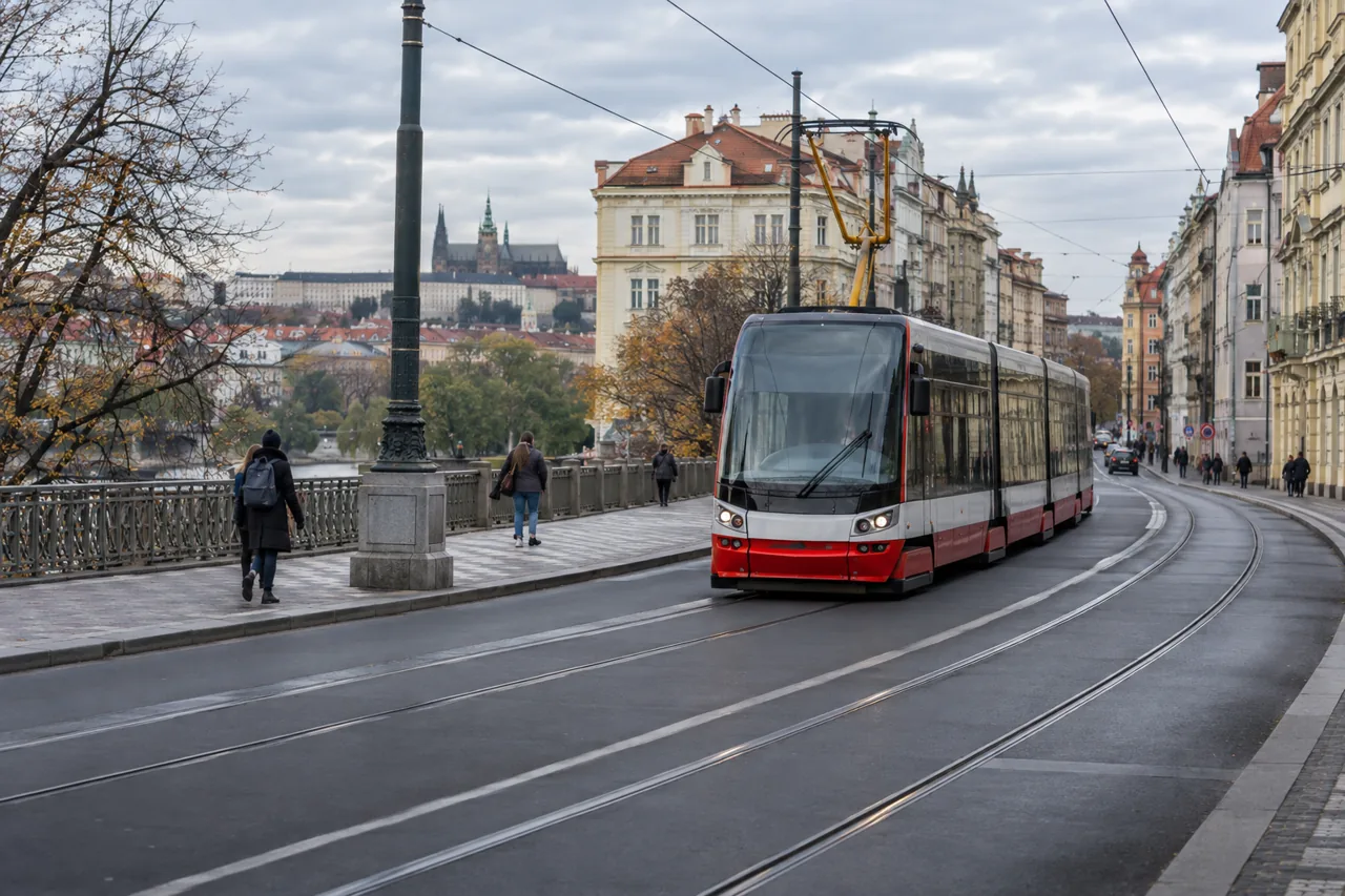Tramvaj v pražské ulici